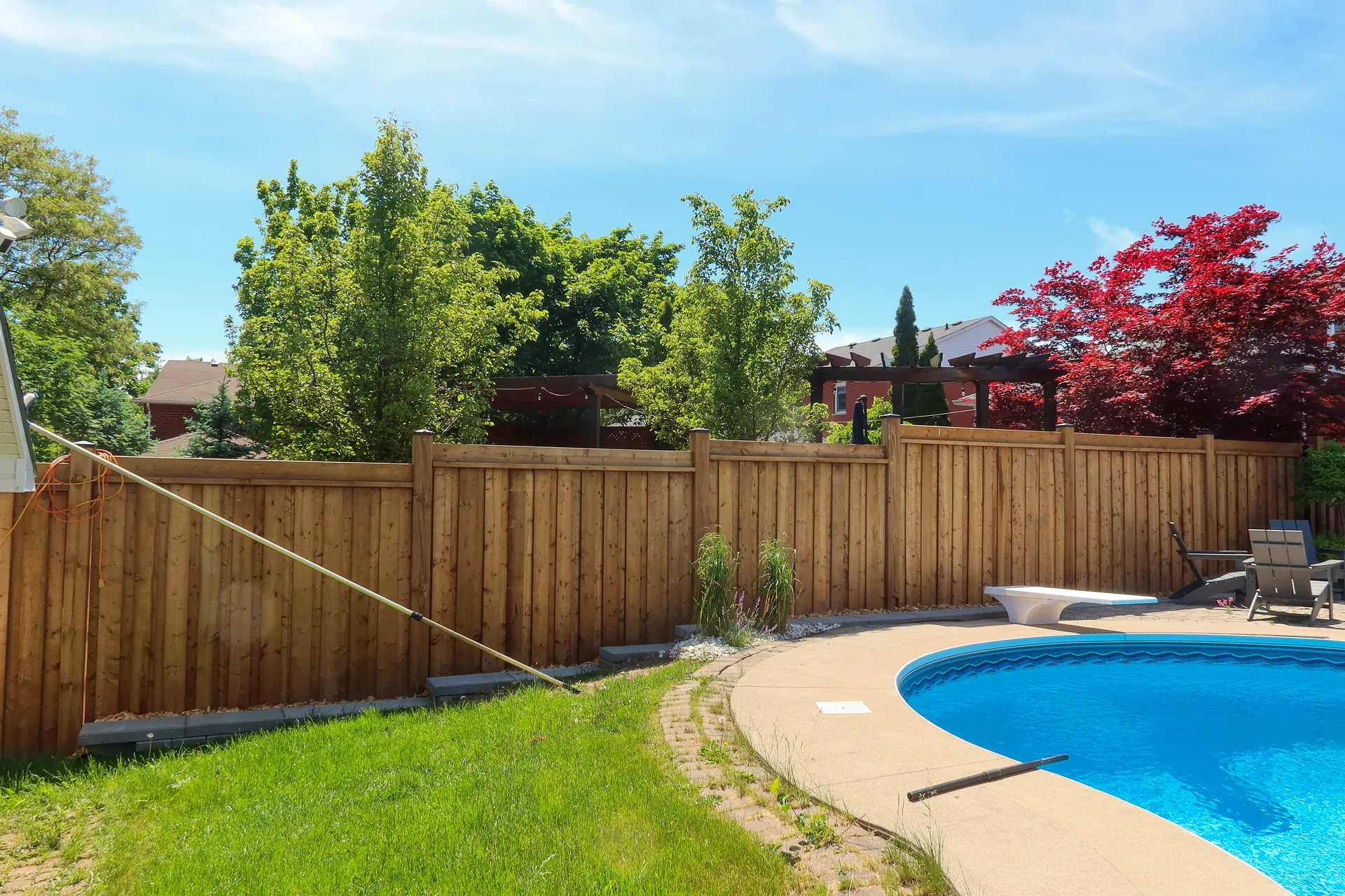 Wood Privacy Fence & Retaining Wall with Drainage in Burlington